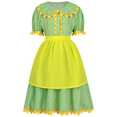 Girl Colonial Prairie Floral Dress Medieval Pilgrim Costume with Apron and Bonnet - Coscosmos